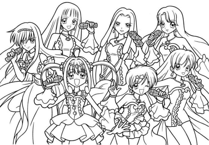 Anime group coloring sheet