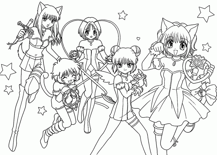 Anime collage coloring paper