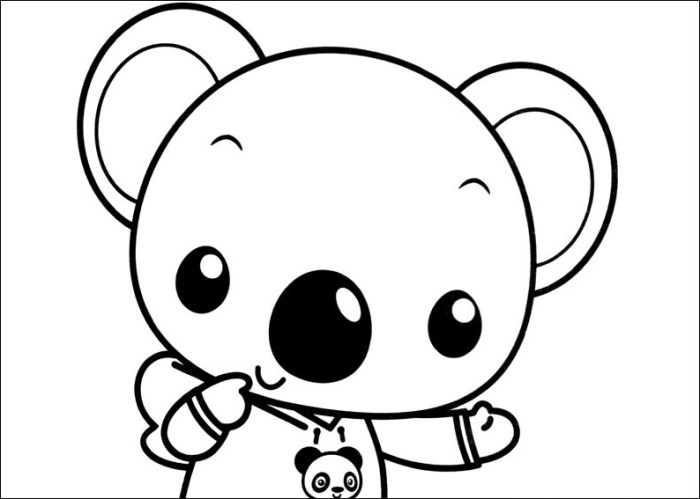 Easy coloring pages of cute animals koala