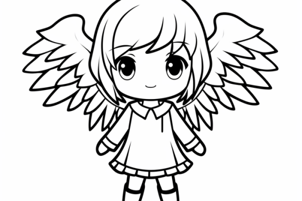 Anime angel coloring pages cute