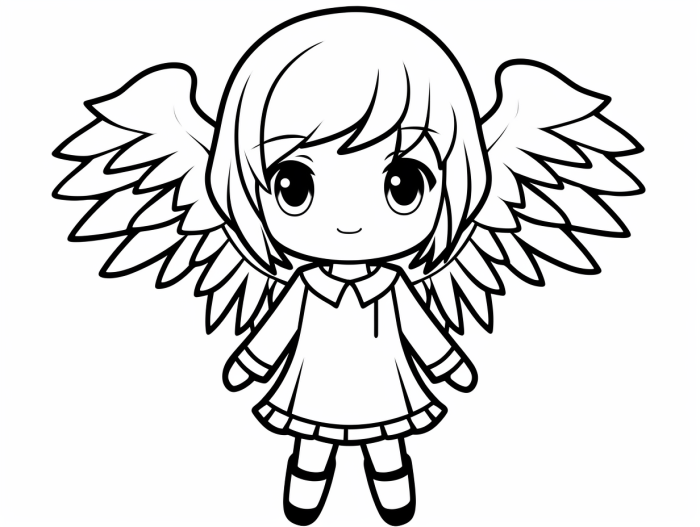 Anime angel coloring pages cute