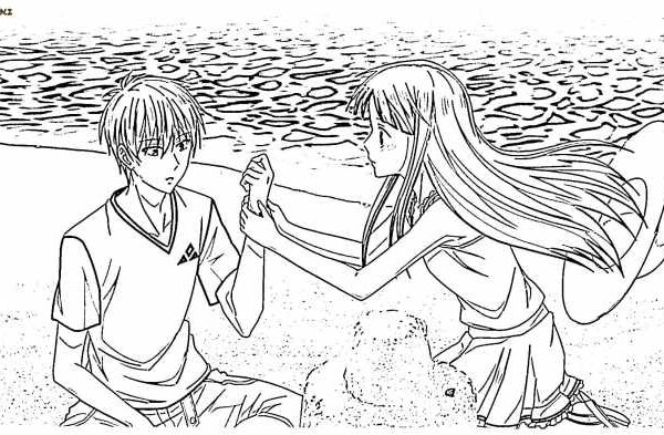 Anime couple coloring pages of fruit basket