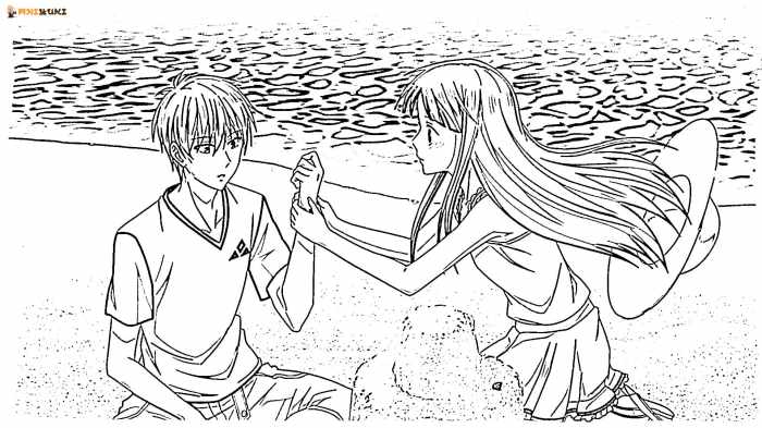 Anime couple coloring pages of fruit basket