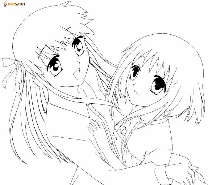 Anime couple coloring pages of fruit basket