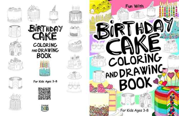 Coloring book birthday cake