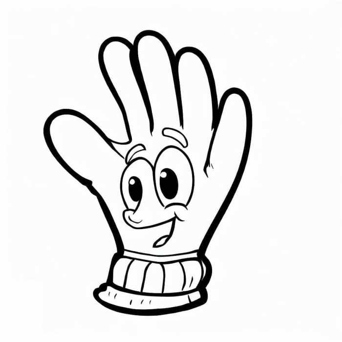 Animated pair of gloves coloring sheet