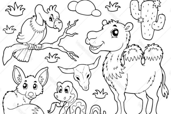 Coloring picture of desert animals