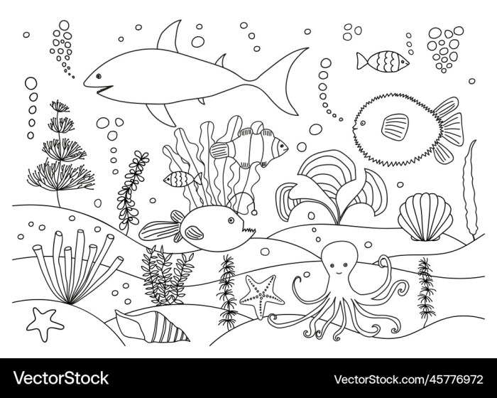 Sea animals coloring page