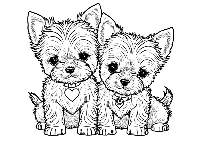 Puppy coloring book pages