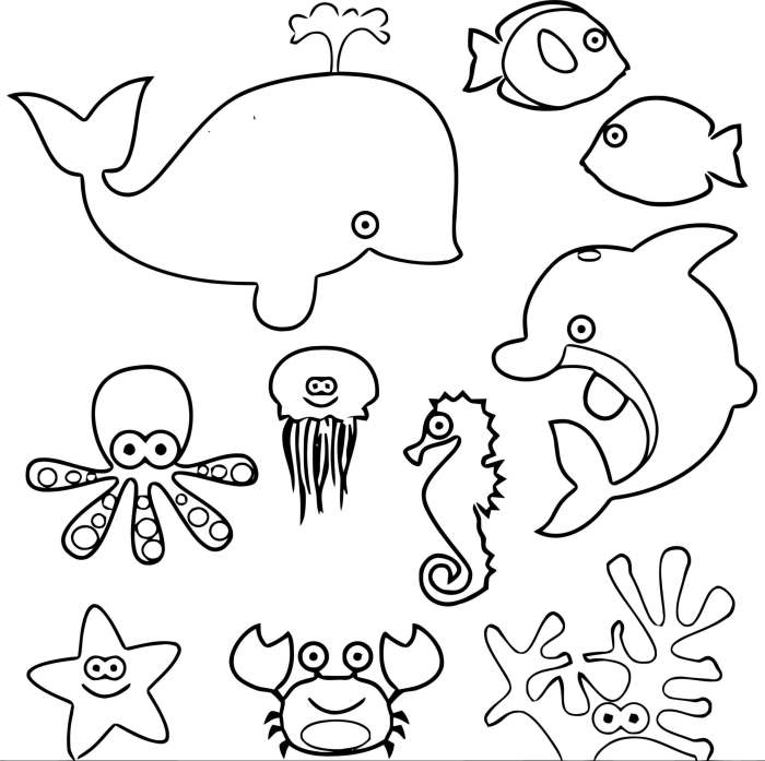 Sea animals coloring page