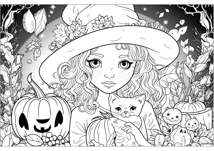 Anime halloween coloring pictures