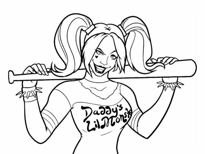 Anime chibi harley quinn coloring pages