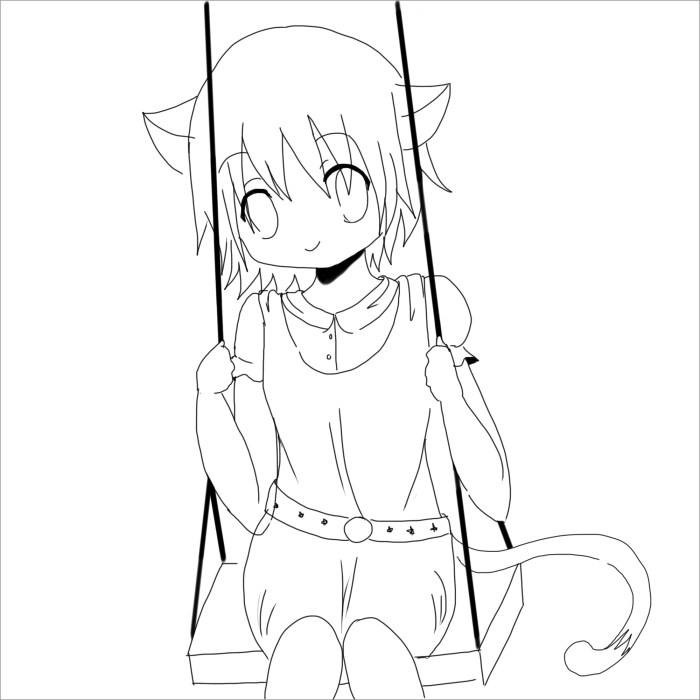 Anime cat girls coloring