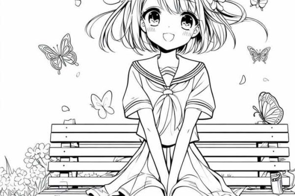 Anime girls hugging coloring pages