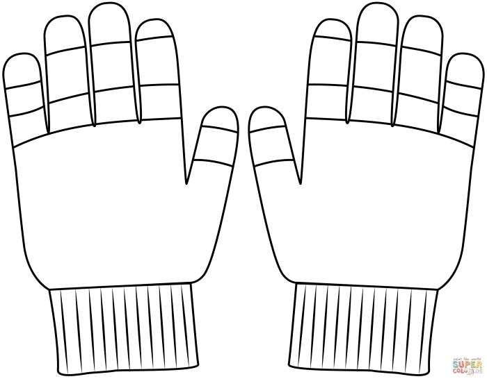 Animated pair of gloves coloring sheet