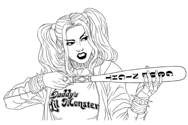 Anime chibi harley quinn coloring pages