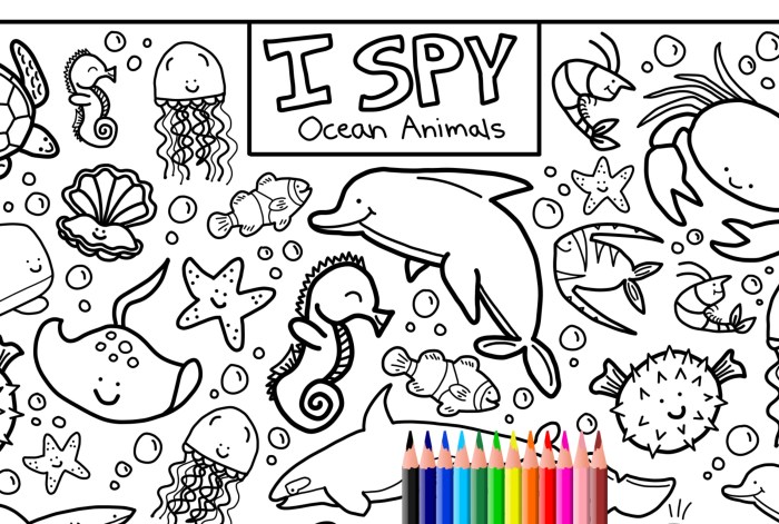 Sea animals coloring page