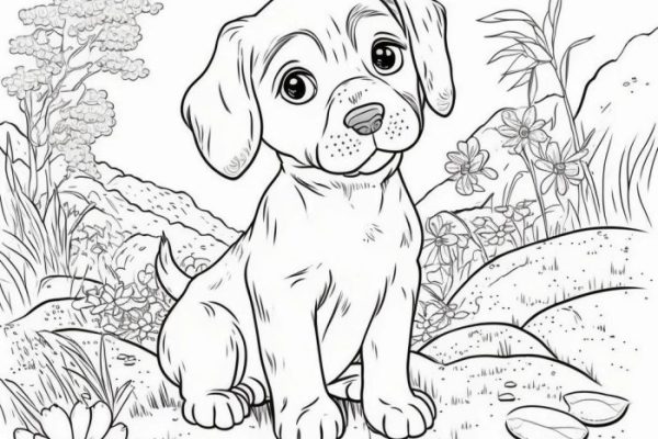 Puppy coloring book pages