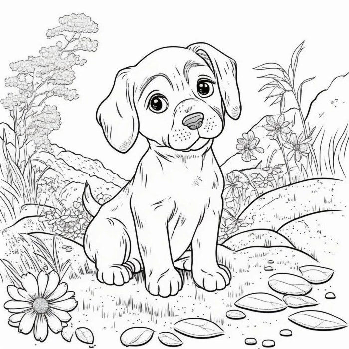 Puppy coloring book pages