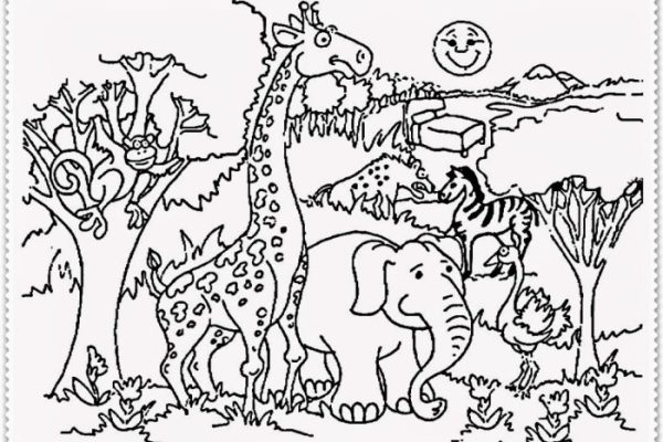 Jungle animal coloring pages for preschoolers