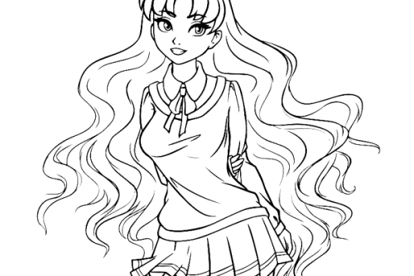 Anime hair coloring pages