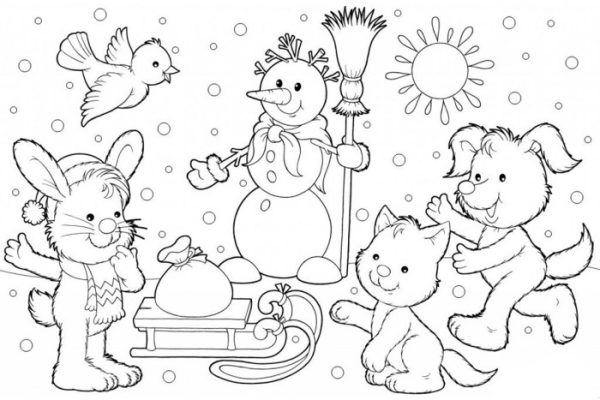 Free winter animal coloring pages