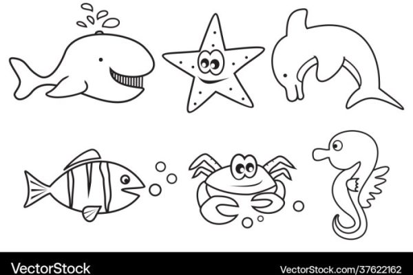 Sea animals coloring book