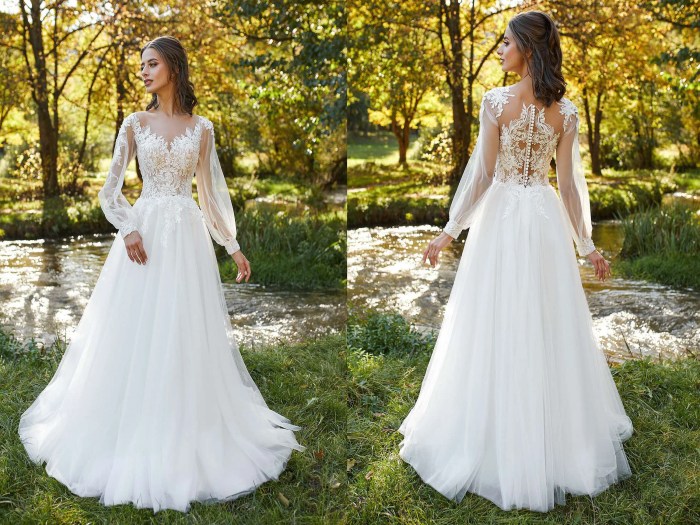 Long sleeve wedding dress chiffon