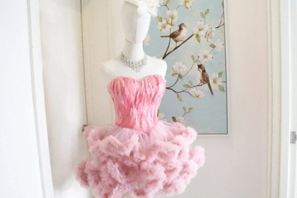 Short pink wedding dress