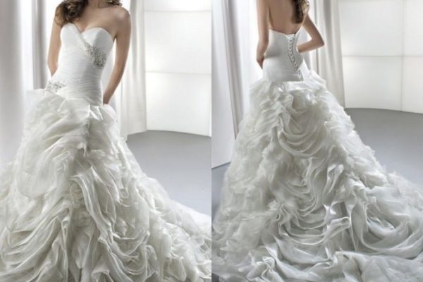 Drop waist corset wedding dress