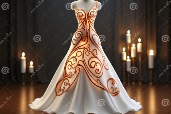 Orange and white wedding dress